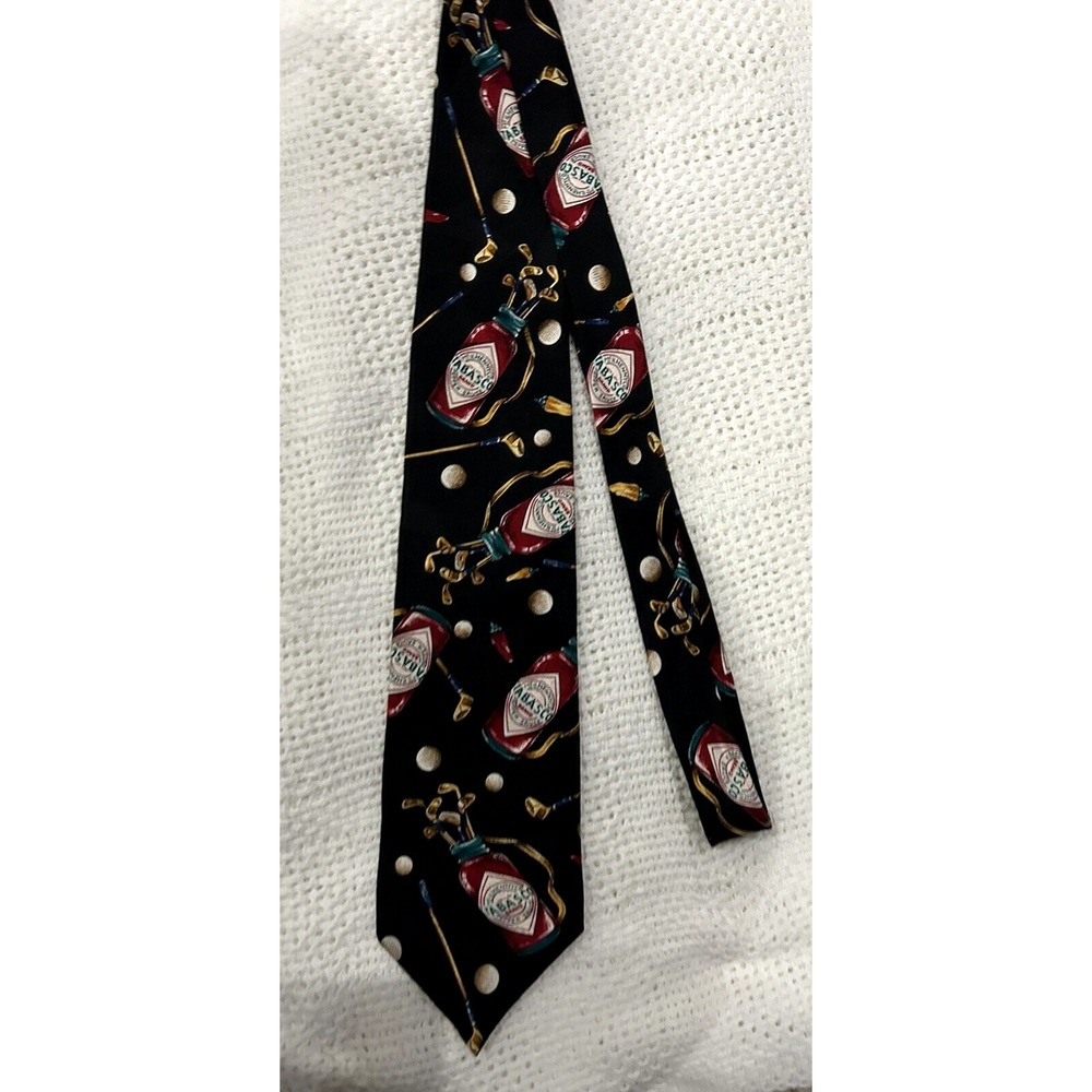 Mens Novelty Neck Tie Tabasco & Golf 100% Silk Hot Sauce Golf Funny Gifts - Picture 5 of 5